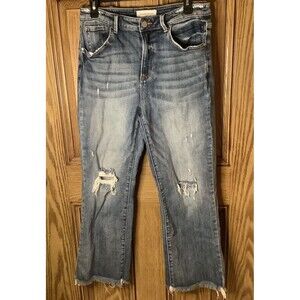 Risen jeans straight distressed denim jeans size 11/30 women's 26.5" inseam
